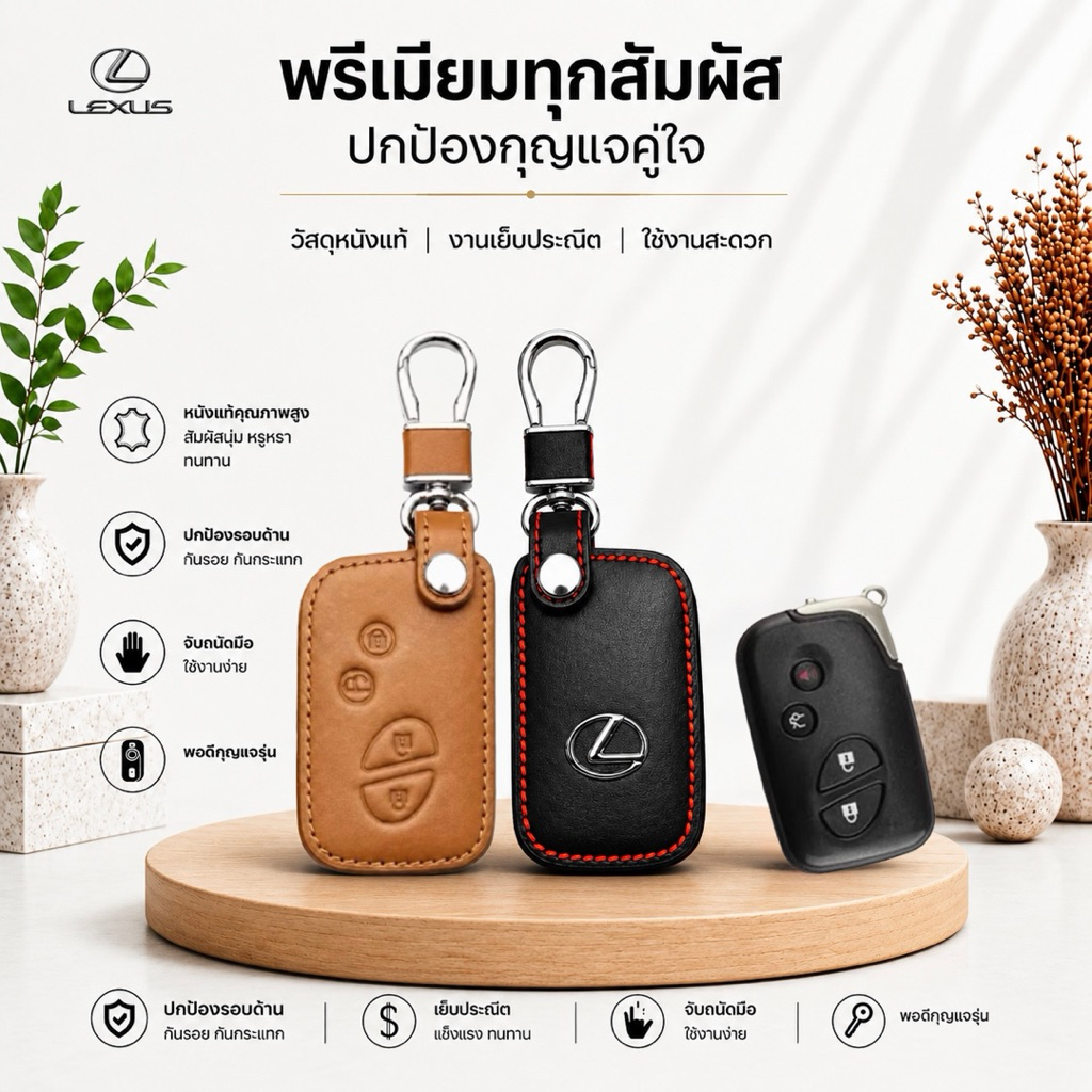Bao Da Chính Hãng Chèn Chìa Khóa Từ Xa Ô Tô Mềm Mẫu LEXUS IS250C 250 / Rx270 350 450h Logo Thép