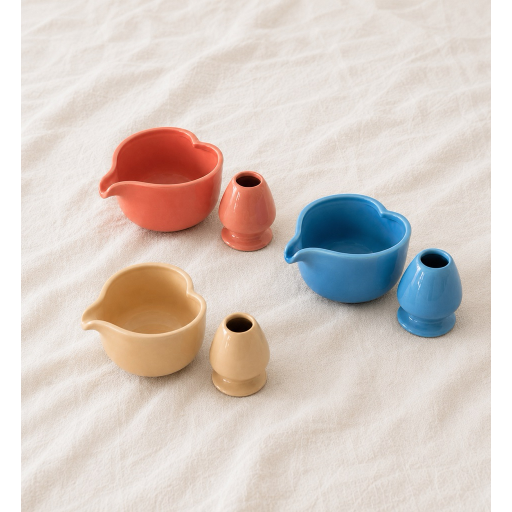 Teddy. tuyến đường 🪼 Mimi heart chawan set Matcha hình trái tim (chawan + giá đỡ chasen)
