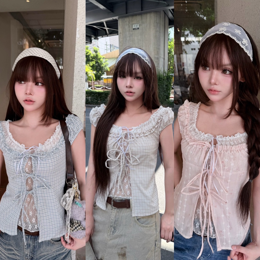 Áo sơ mi tay búp bê Mamildya.shop Hai lớp / K1-5 / NUSA-22