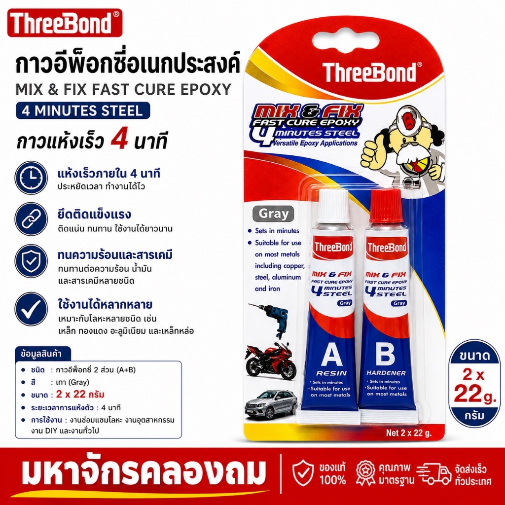 Threebond Epoxy Mix & Fix Loại khô nhanh Màu xám