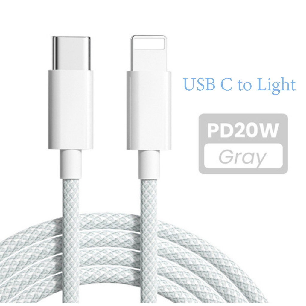 Cáp sạc bện PD USB Type C sang đèn nhanh cho I5 ~ 14 pro max