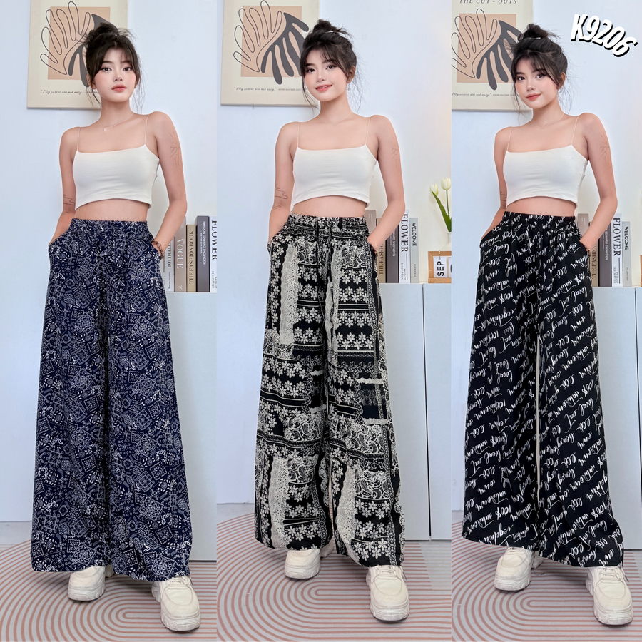 Quần rộng vải tốt và thoải mái khi mặc. Trang phục in họa tiết thời trang K9206