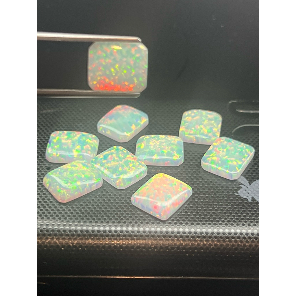 Phòng thí nghiệm Nhật Bản làm opal Trắng màu Mexico 12x16 mm 8 cts LAB MADE ❈ ์ .8 ❈ carat (1 ❈ ็ 🇾 