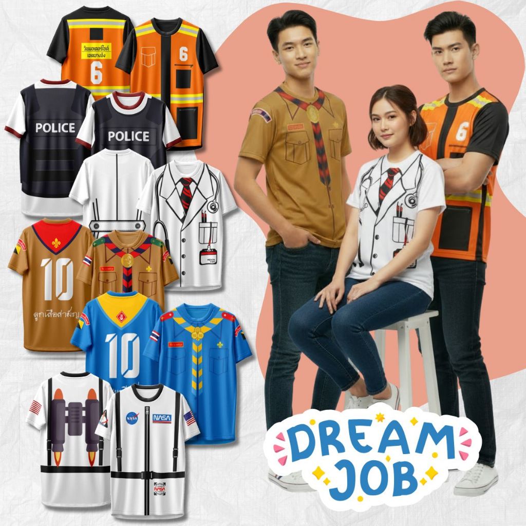 Áo sơ mi cổ tròn Dream Job Career Pattern