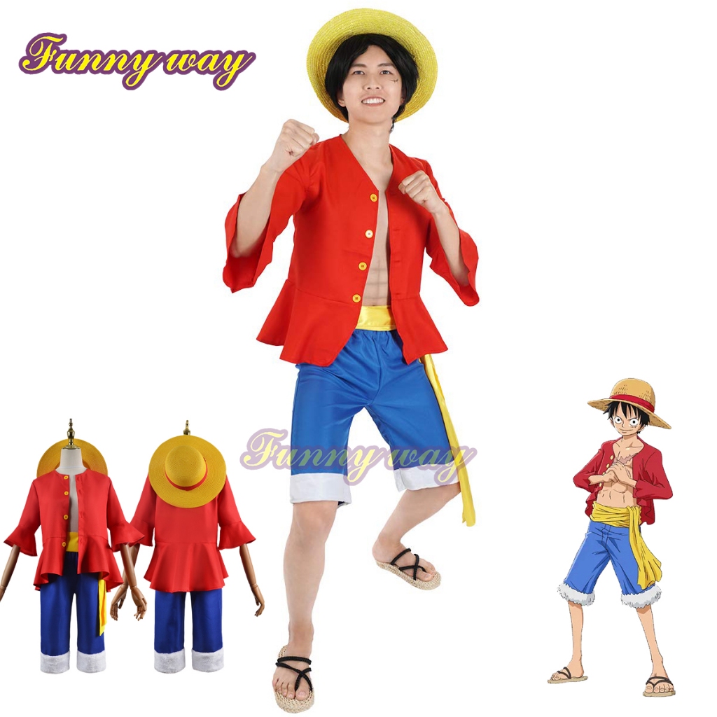 Monkey D. Luffy Cosplay Trang Phục Anime ONE PIECE Dành Cho Áo Thun Năm Tách Lưng Quần Áo Trẻ Em