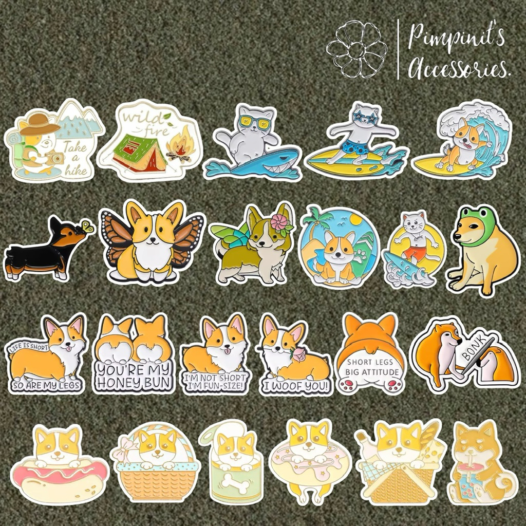 Shop: Bộ trâm cài CAT TRẮNG CORGI SHIBA INU và TRẮNG | Ghim DOG & Men
