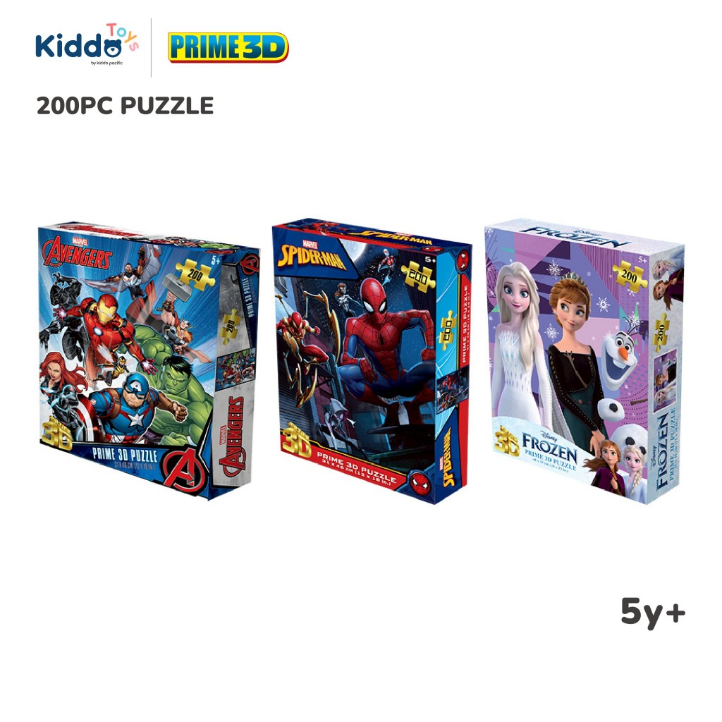PRIME3D 200PC DISNEY FROZEN -MARVEL AVENGERS-SPIDERMAN -DISNEY CARS PUZZLE 3d Jigsaw