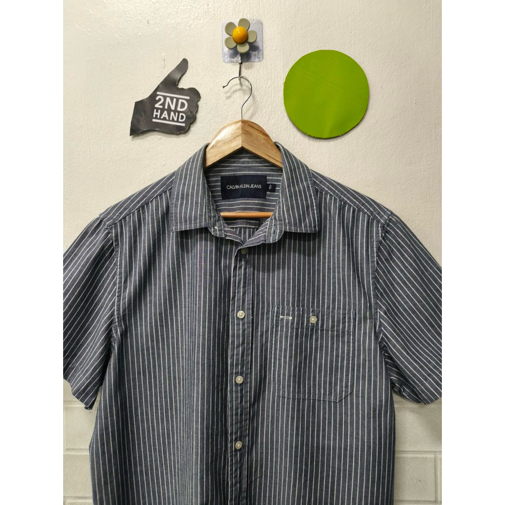 Áo sơ mi nam Calvin Klein Size L Xám Trắng 1 (Đặt hàng Nhãn tròn theo màu sắc khác nhau) Vui lòng đặ