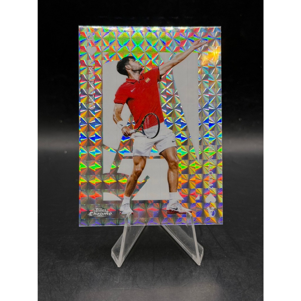 Carlos Alcaraz 2025 Topps Chrome Tennis Aces Prism khúc xạ số. ACE-8 (Thẻ vô địch thế giới) Lựa chọn