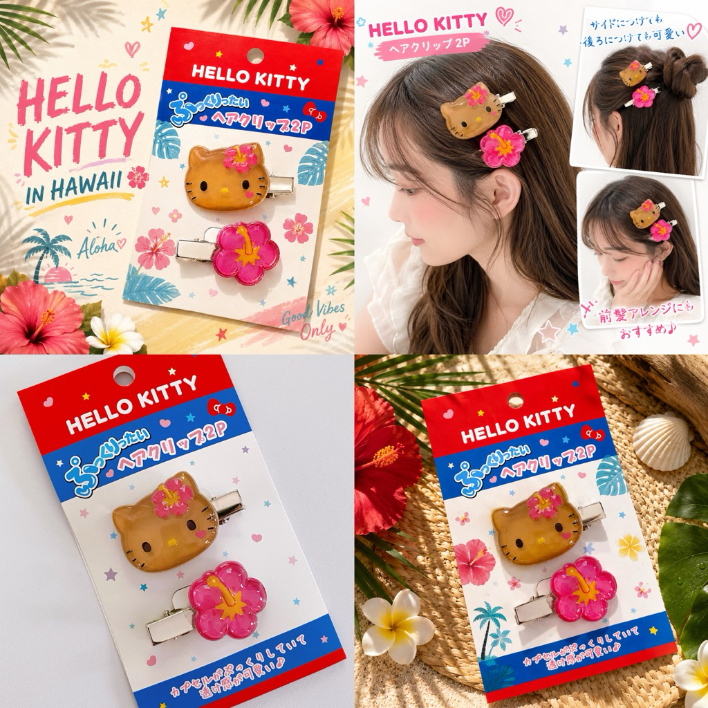 Kẹp tóc Hello Kitty Aloha Hawaii Nhật Bản Kẹp Sanrio Quà Tặng 10027