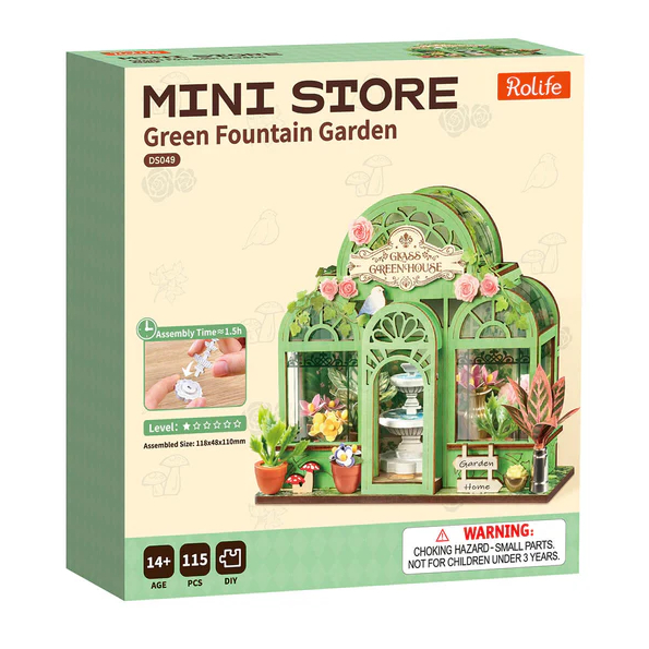 Bộ mô hình gỗ đài phun nước xanh Robotime & Rolife Garden