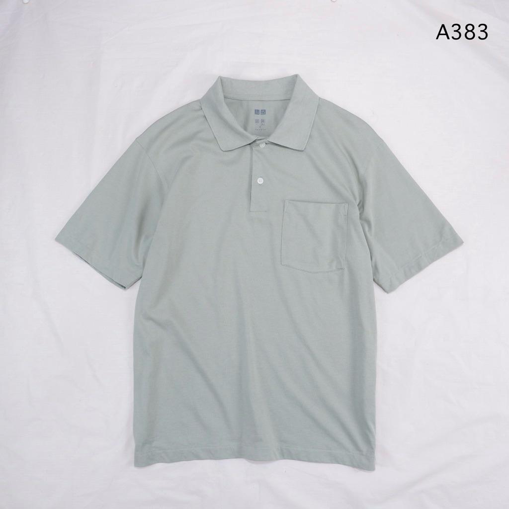 A383 Áo Sơ Mi Polo Nam Uniqlo AIRism Vải Màu Matcha Size S Inch