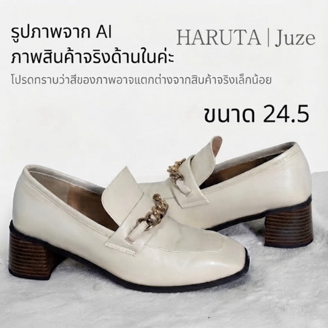 QQ Loafers Kem Màu Haruta Vuông Gót Chân Thoải Mái Giày Cao Gót Nhật Bản Tay Thứ Hai Có Vuốt Trầy Xư
