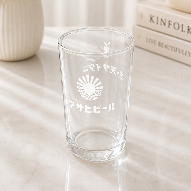 Nhật Bản Vintage Glass Asahi & Mitsuya Cider Bia Cổ 2 Mặt Họa Tiết Logo Retro Showa Bộ Sưu Tập