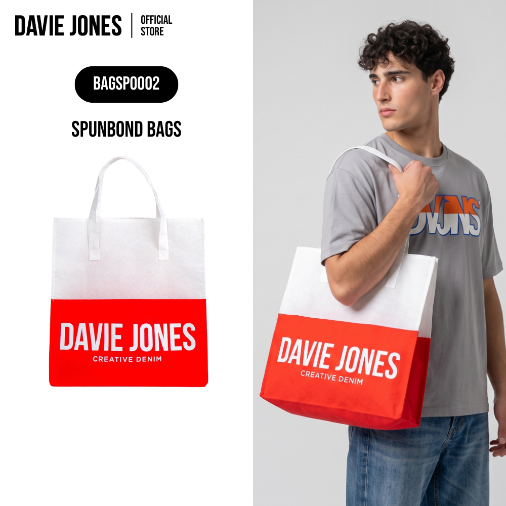Túi vải Spunbond DAVIE JONES Giảm nhiệt toàn cầu Túi In Logo màu trắng và đỏ