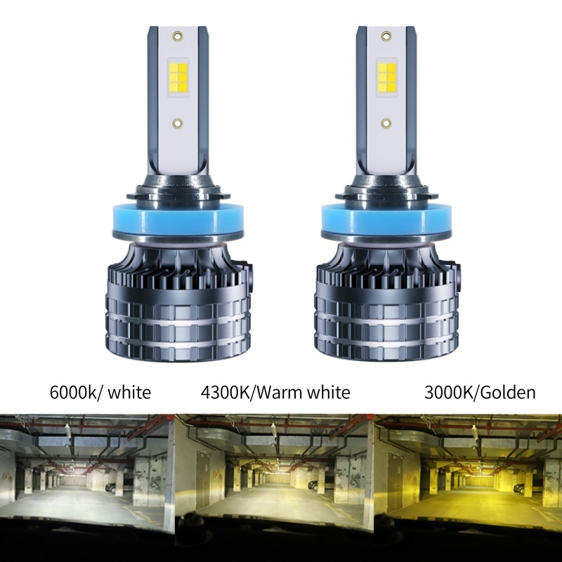 Đèn Pha Ô Tô H4 H11 Đèn Sương Mù LED 3 Màu Trắng Ấm Vàng H8 H9 H11