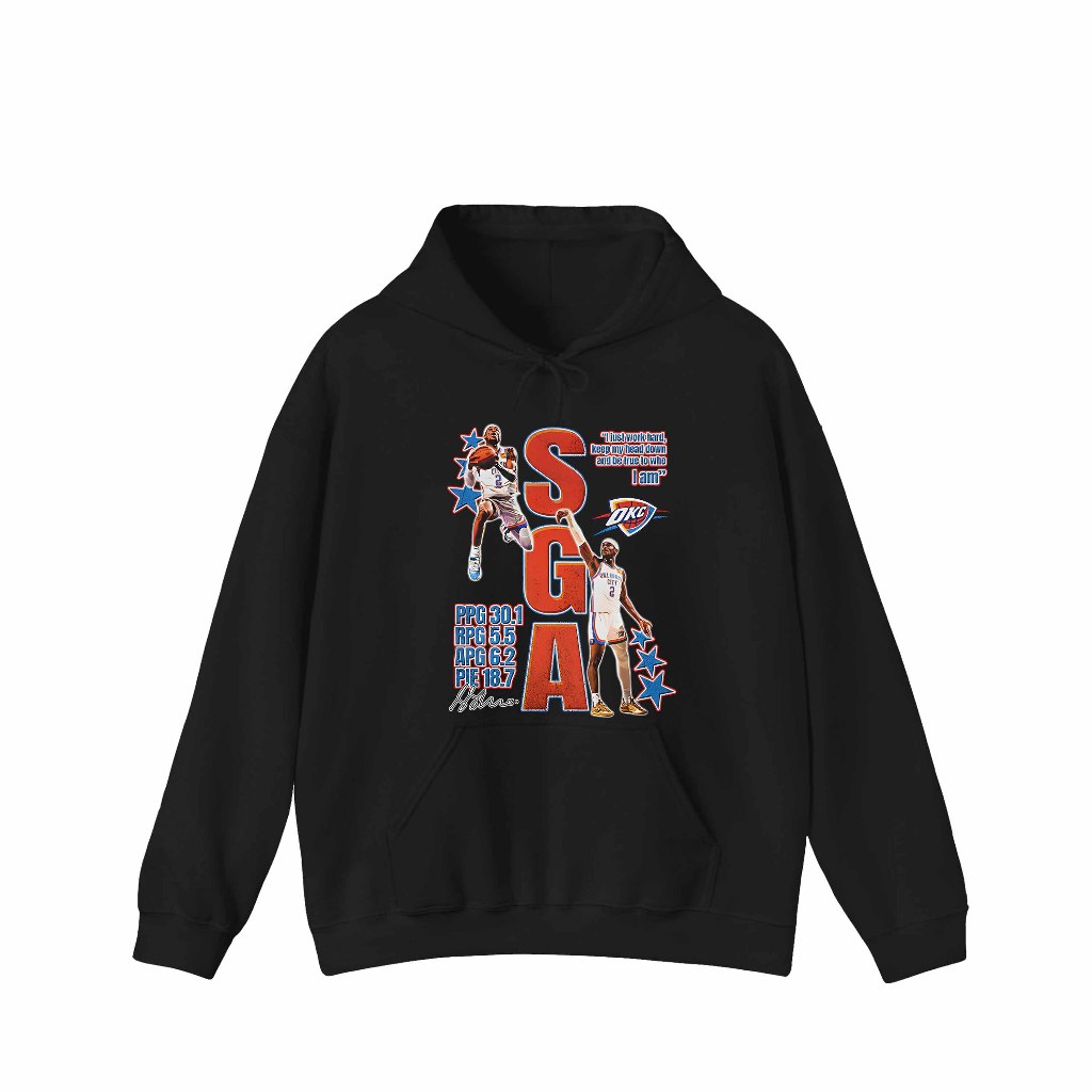 Áo Hoodie in hình Shai Gilgeous-Alexander / NBA mới được làm bằng vải Cotton co giãn thoáng khí. Áo 
