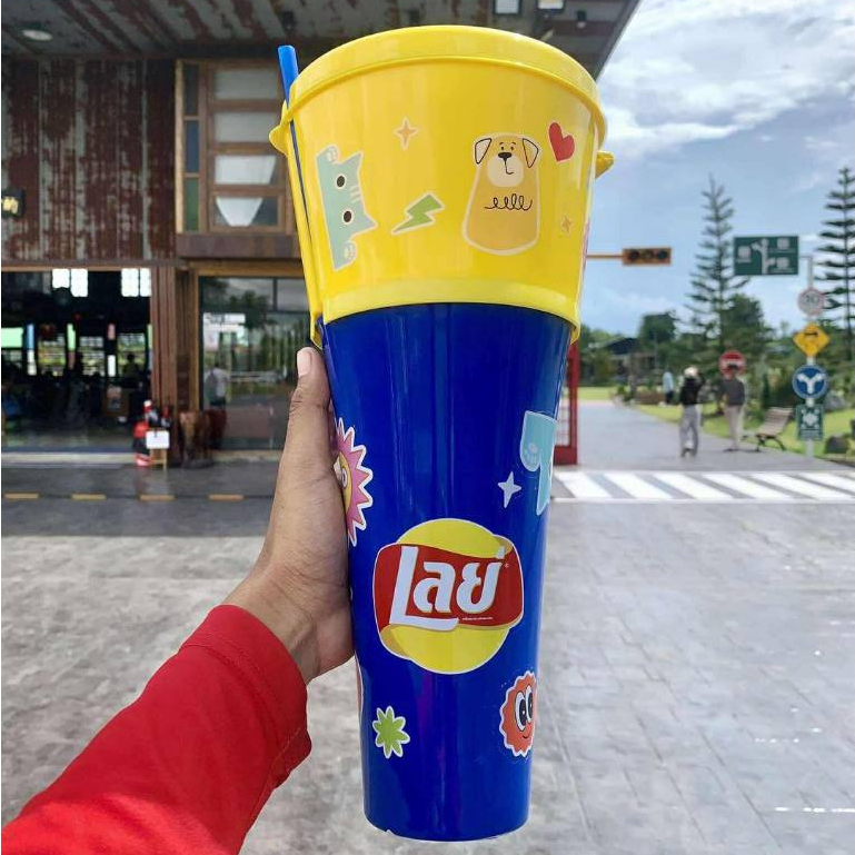 Kính nước 2 trong 1 Premium Lay Pepsi Top Of Snacks Dưới Thêm nước. Xanh + Vàng Nó rất hữu ích.