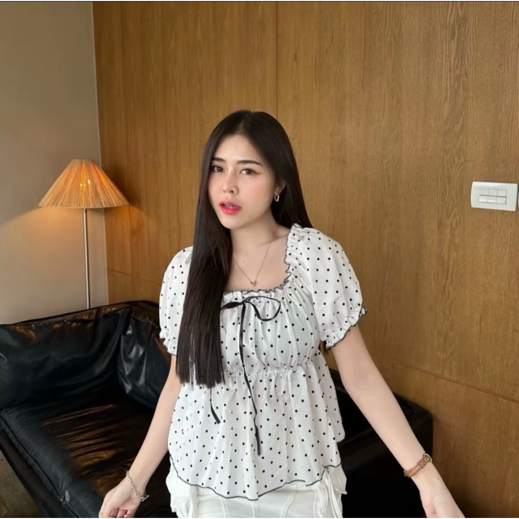 Áo Sơ Mi Tay Búp Bê (J45) Có Thắt Nơ 2 Kích Cỡ Bust 30-50 Đọc Chi Tiết Trước Khi Nhấn Đơn Hàng.
