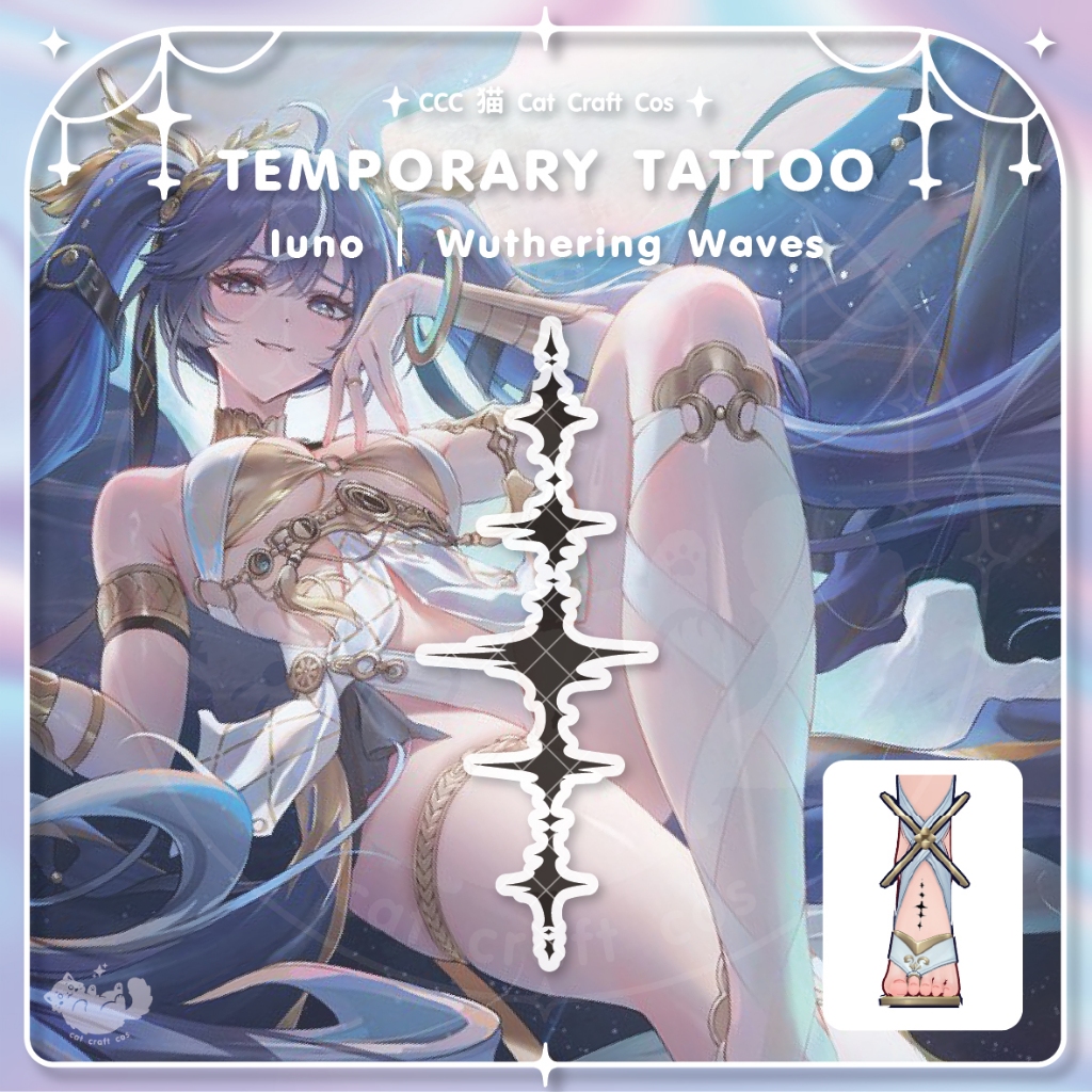 Iuno Yuno Wuthering Waves Hình xăm Hình mờ tạm thời Cosplay | SOC