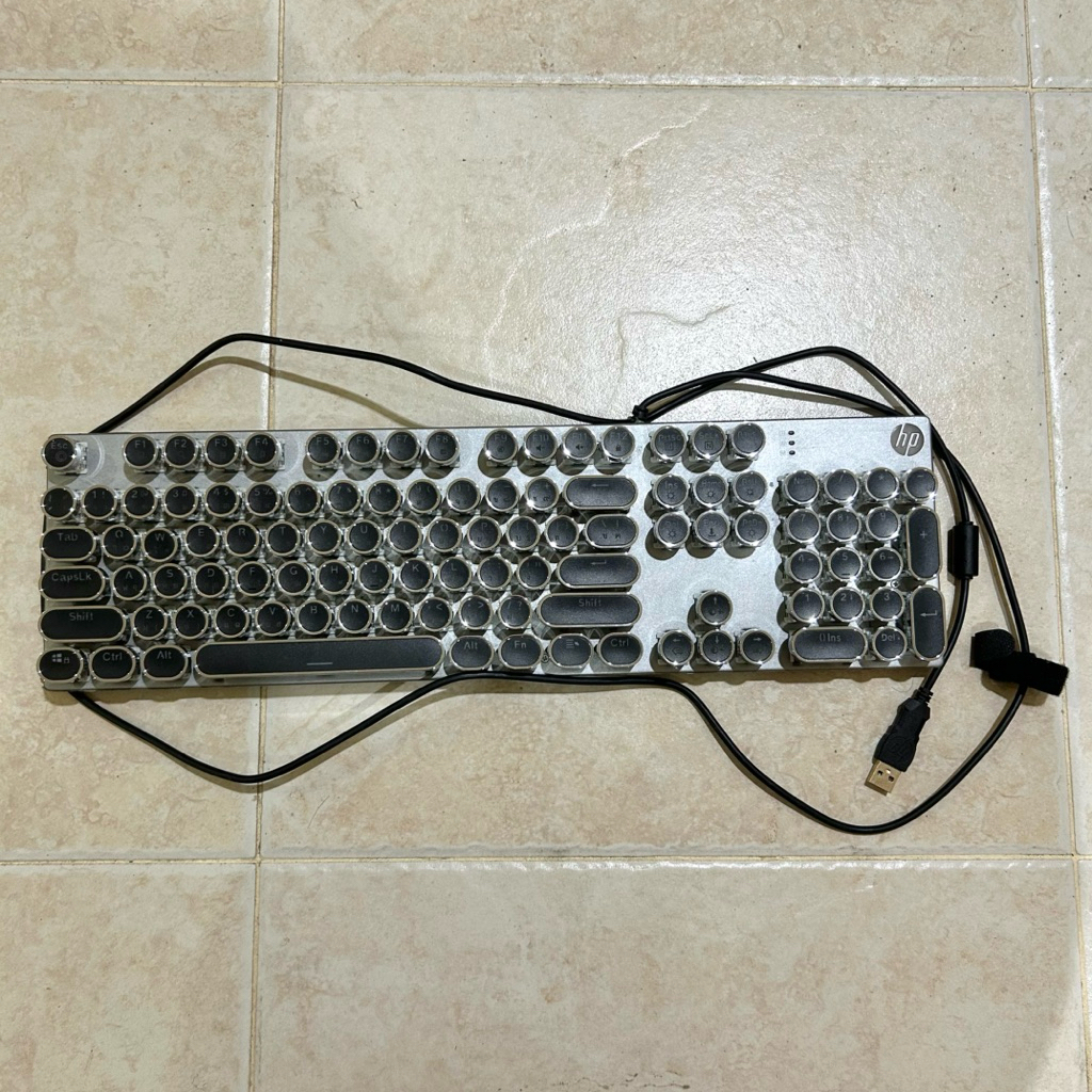 (2nd Hand No Box) Bàn phím HP chính hãng GK400Y (Black-Silver) Công tắc xanh / Đèn LED RGB / (Bàn ph