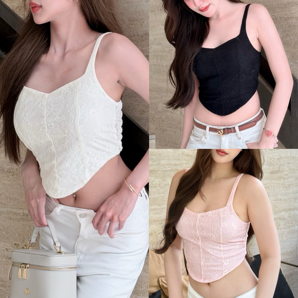 Vanilla Bloom Top (SR44) Dây đeo Spaghetti ren có mặt sau siristylebkk