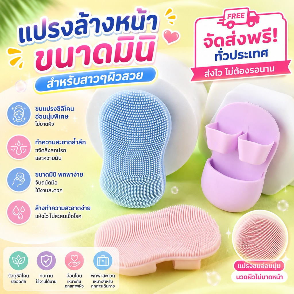 Bàn chải làm sạch da mặt Mini bằng silicon 365ms (XL051)