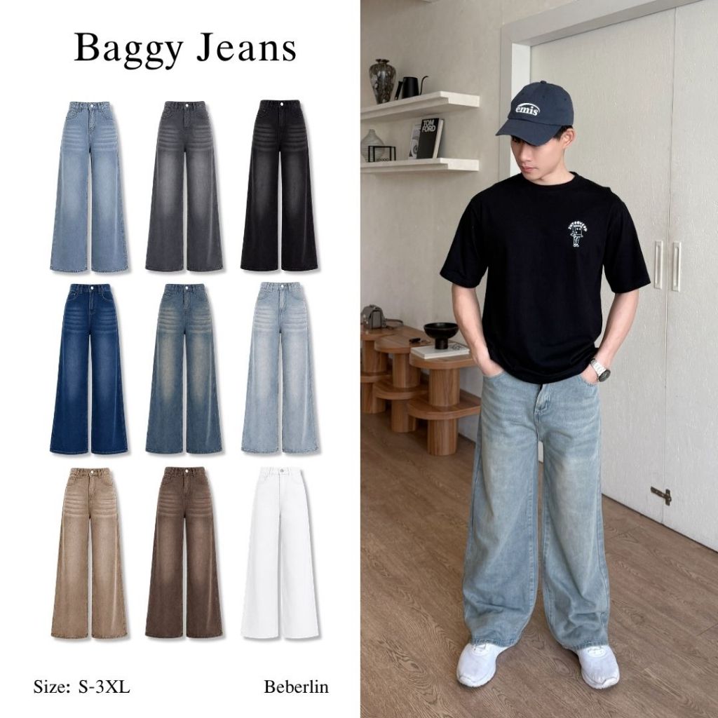 Quần jean nam Beberlin Big Barrel Legs Backgie Style Baggy Model / No: 1007