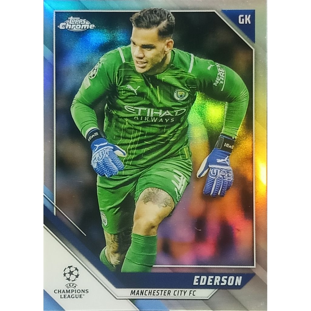 Thẻ 2021-22 Topps Chrome UCL Ederson Bộ khúc xạ vàng hồng Manchester City