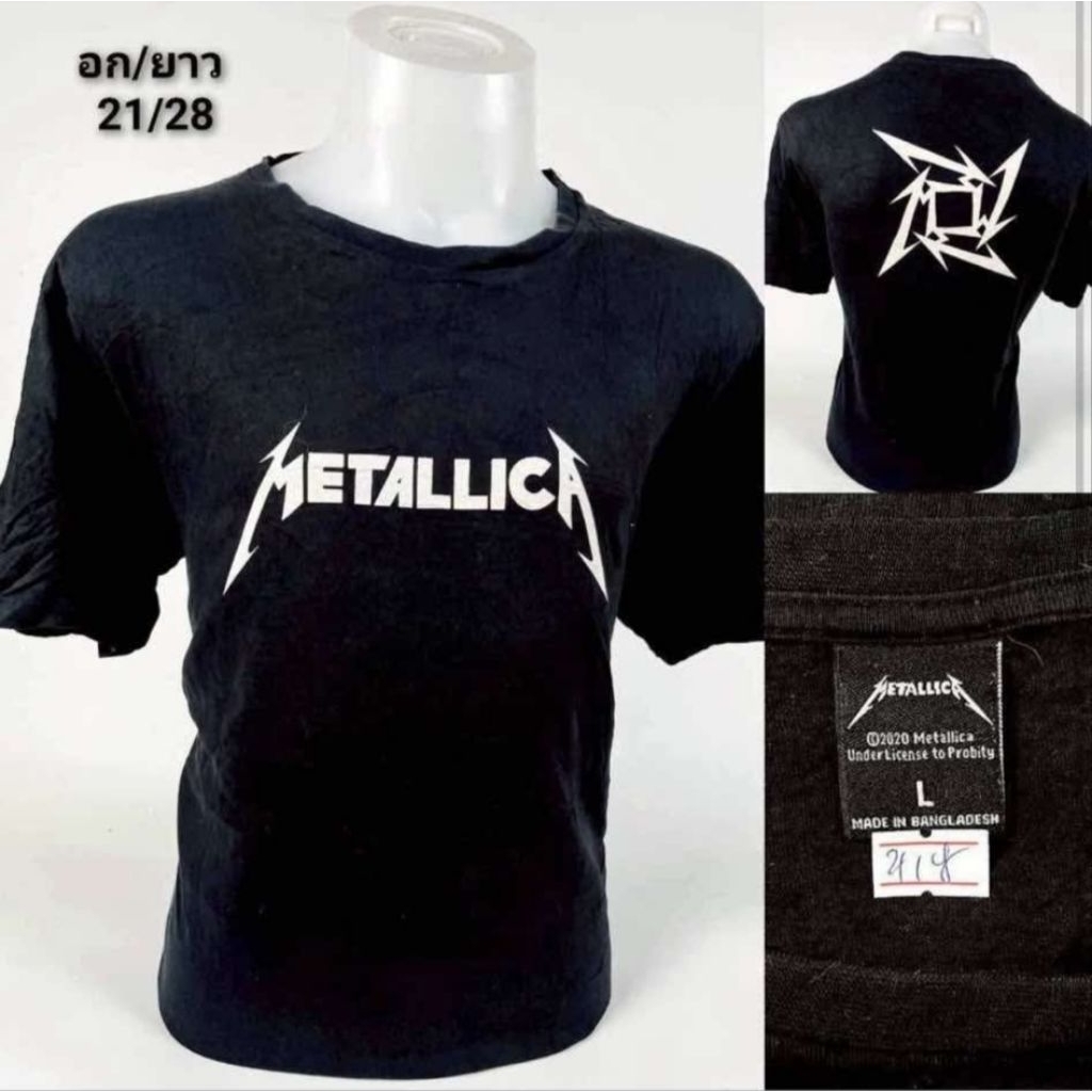 Áo thun In Logo (Metallica) Áo sơ mi cổ tròn màu đen In màu cổ điển. Biểu tượng "Ninja Star" Metalli
