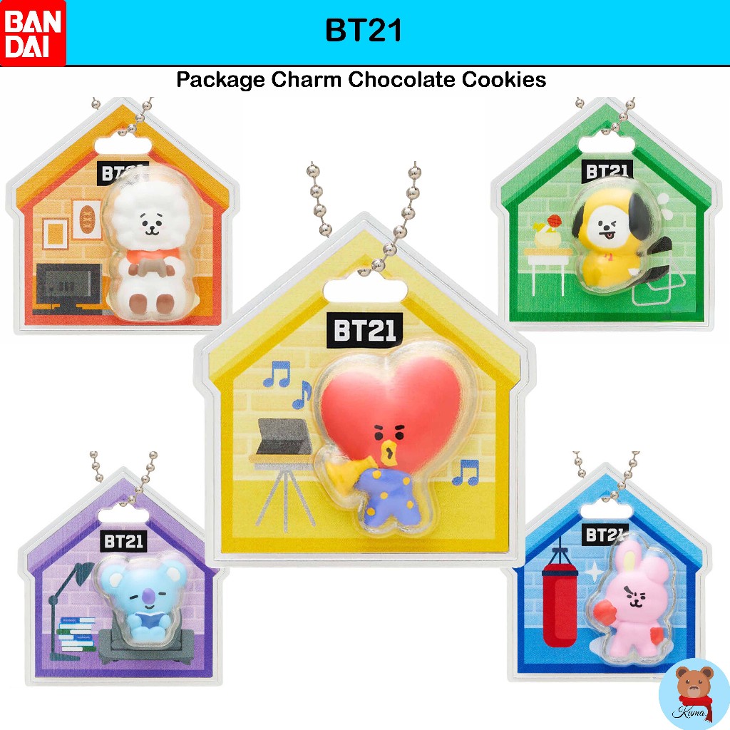 LINE FRIENDS BT21 Gói Charm & Chocolate Cookies BTS Bandai 7 loại dòng bạn bè Móc khóa được cấp phép
