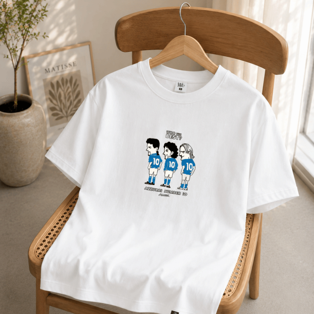 LAIZEN Oversize Rời Áo Thun Azzurri Số 10 Dây Bóng Đá Vải cotton 1 Thích Hợp Cho Cả Nam Và Nữ.