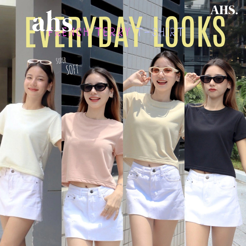 AHS. Áo thun trẻ em French Terry 4 màu Crop Top