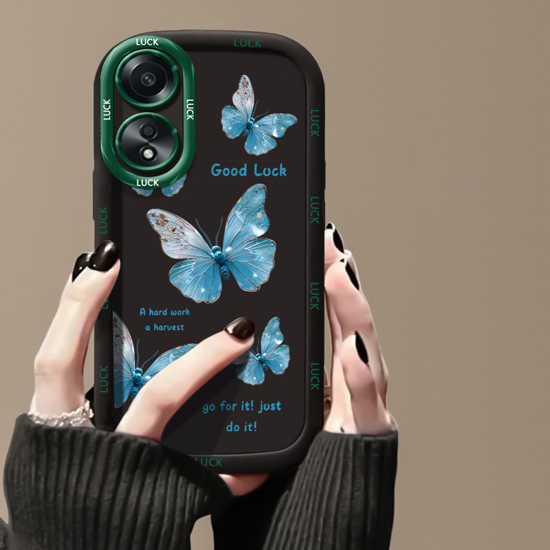 Ốp Lưng Cho OPPO A58 4G A58 5G A58X 5G A78 5G A1X 5G A2X 5G Điện Thoại Bướm Xanh Chống Sốc Chống Rơi