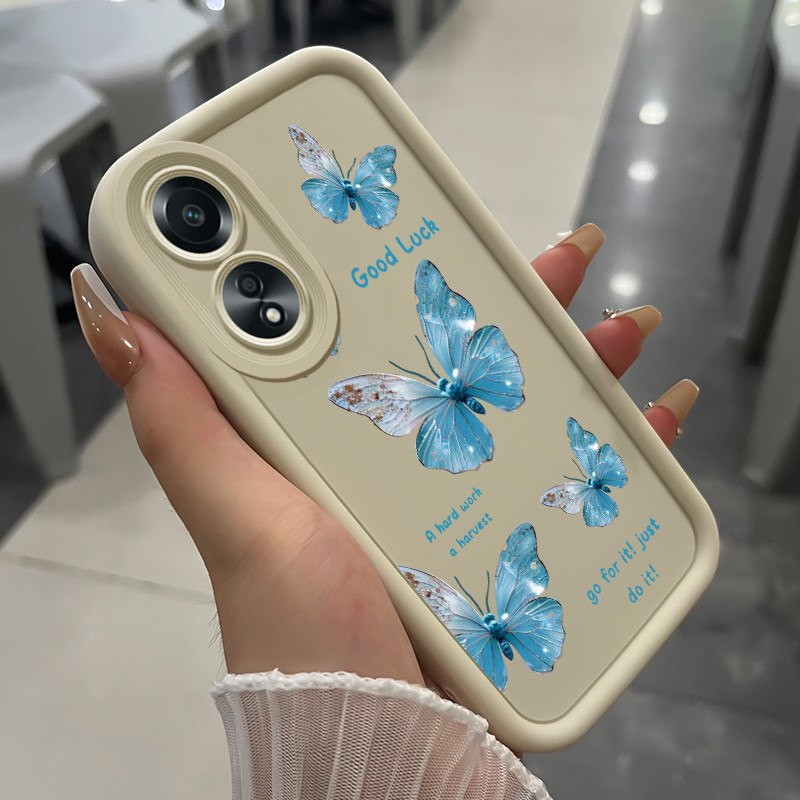 Ốp Lưng Cho OPPO A58 A78 A58 5G A78 5G A58x 5G A1x A2x Màu Xanh Bướm Silicon Chống Sốc Điện Thoại