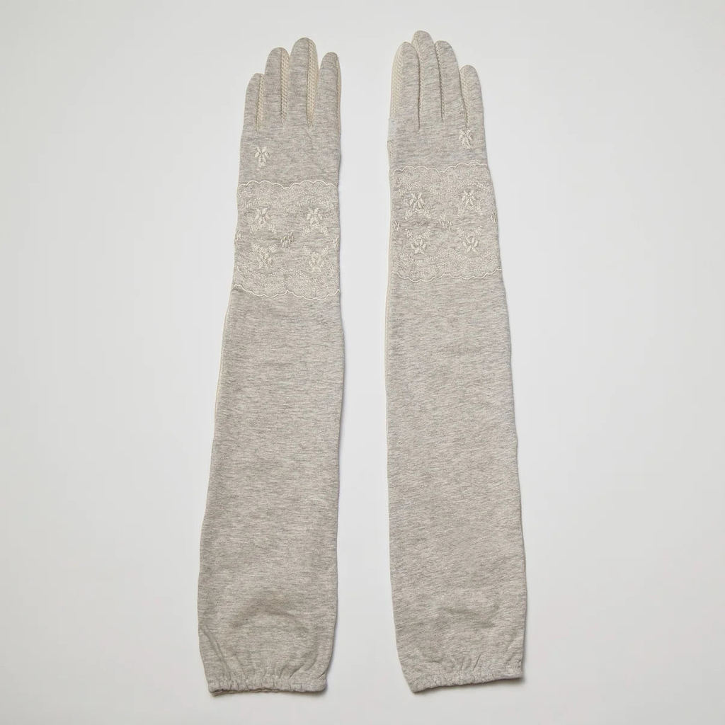 monami L019 Cotton Lace Embroidery Long UV Arm Covers