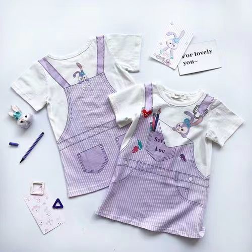 Set Áo Thun + Chân Váy Denim Họa Tiết Hoạt Hình Phong Cách Phương Tây Thời Trang Mùa Hè Cho Bé Gái