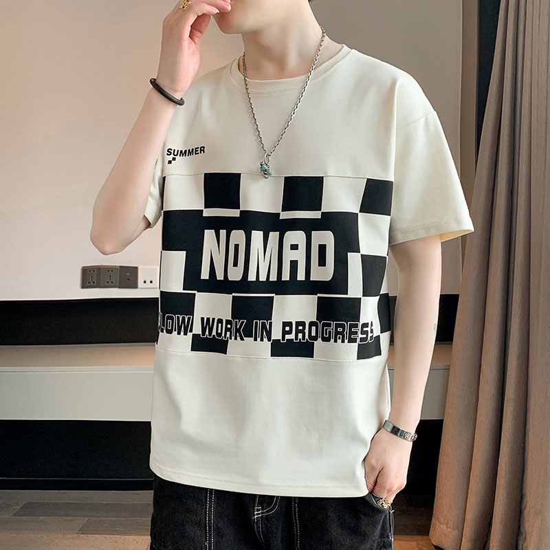 Áo Thun Lụa Lạnh Mỏng Tay Lửng Cổ Tròn Nhanh Khô Thời Trang Mùa Hè Cho Nam