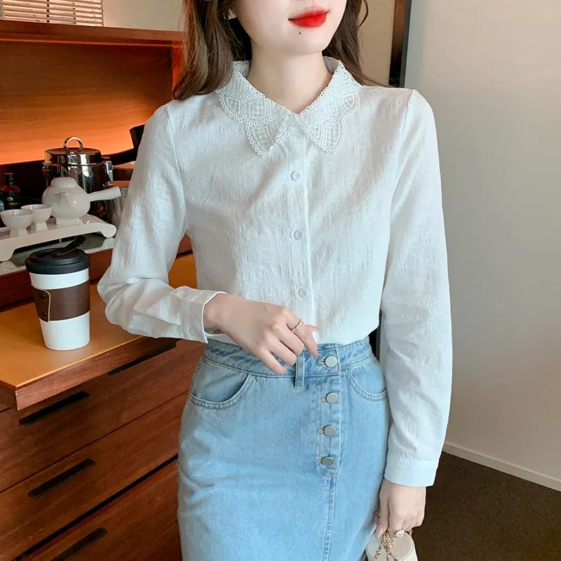 Áo Sơ Mi Cotton Tay Dài Cổ Bẻ Thời Trang Xuân 2023 Cho Nữ