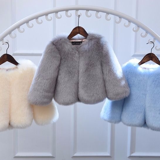 Áo Khoác Giả Lông Cáo Dày Dặn Ấm Áp Thời Trang Thu Đông Mới Cho Bé Gái