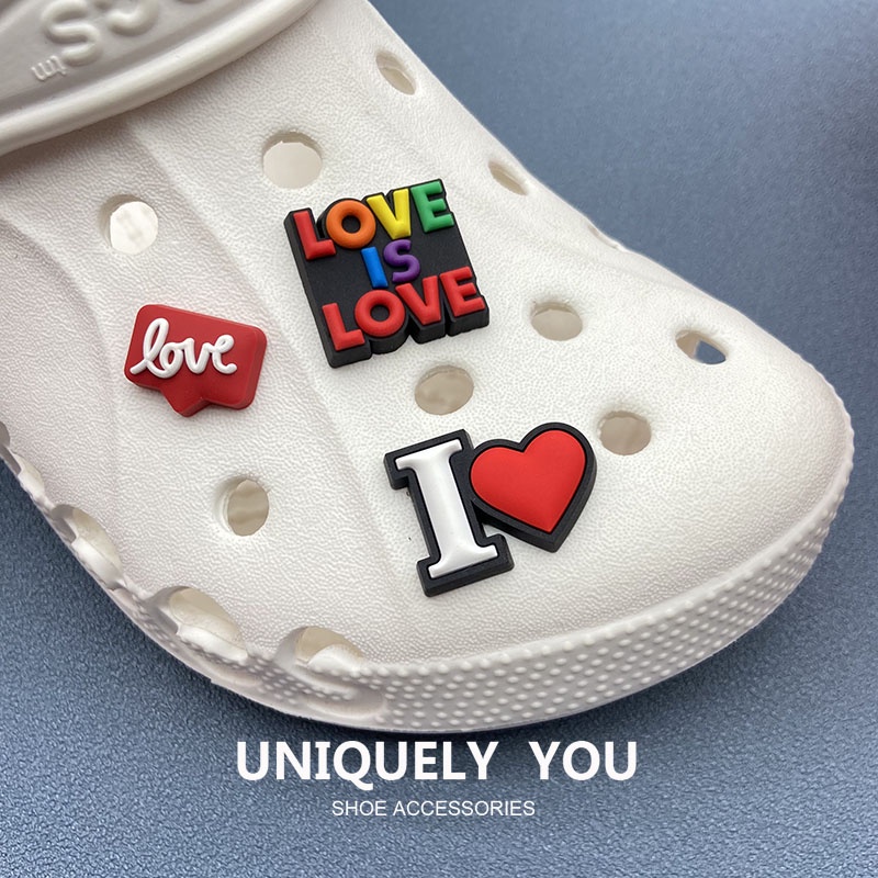 Sticker crocs Shoe Decoration for crocs đế caoPhù Hợp Phụ Kiện Trang Trí Giày Crocs Họa Tiết Hoa Cài Khóa Chữ Tiếng Anh