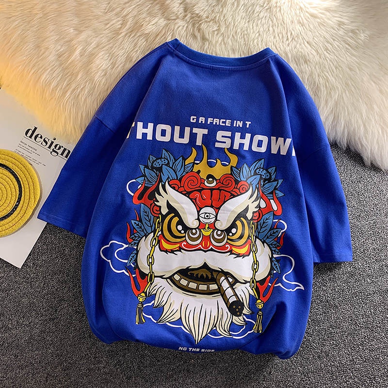 Áo Thun 100% Cotton Tay Ngắn Dáng Rộng Phong Cách Thời Trang Retro Mùa Hè