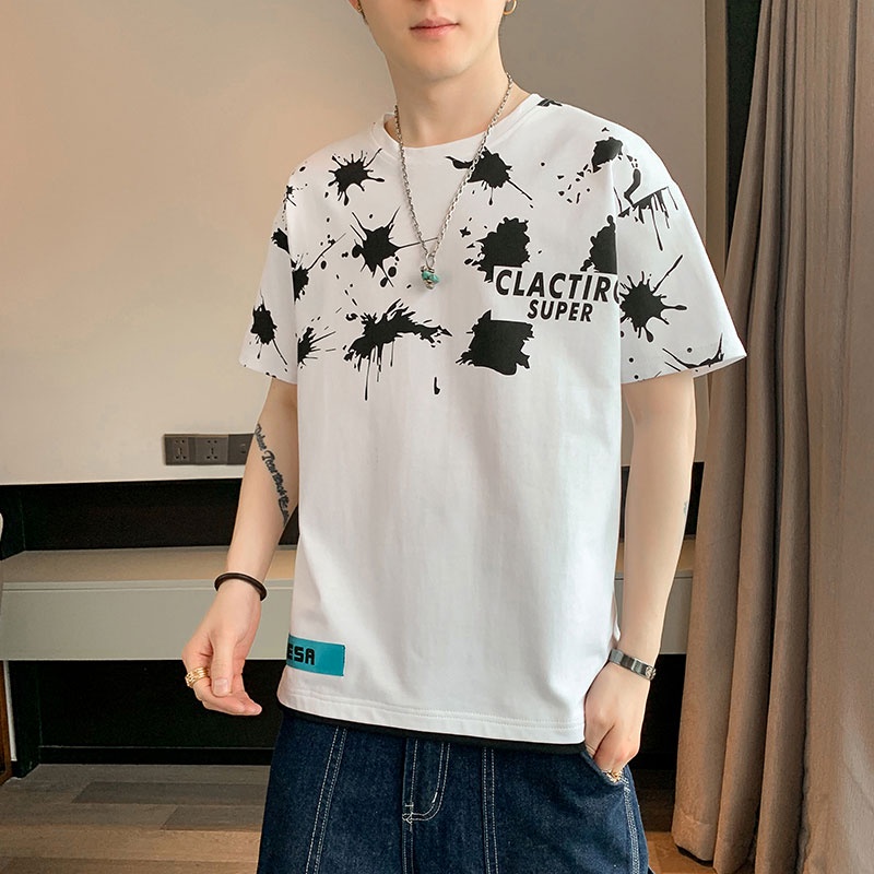 Áo Thun Tay Ngắn Dáng Rộng Chất Lụa Mỏng Thời Trang Mùa Hè Cá Tính Cho Nam