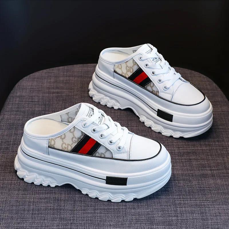 Dép Quai Ngang Vải Canvas Phối Lưới Thoáng Khí Thời Trang Mùa Hè Phong Cách Mới Cho Nữ