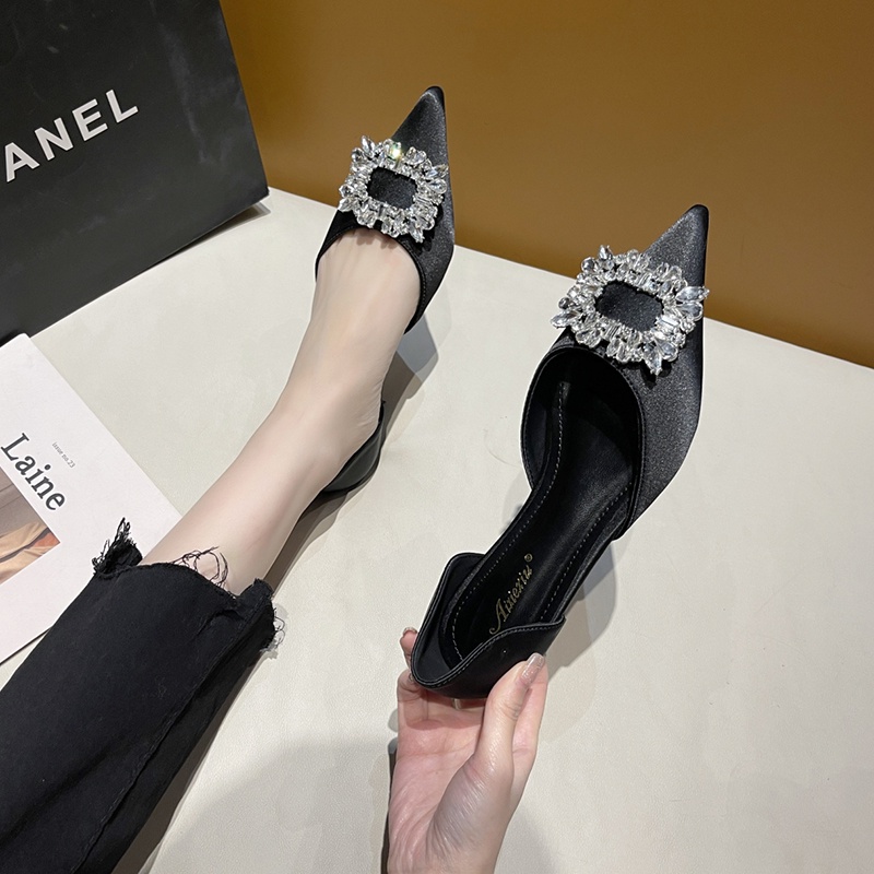 Giày Búp Bê Mũi Nhọn Đính Đá Thời Trang Dành Cho Nữ