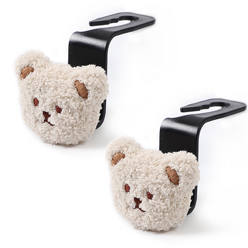 Set 2 Móc Treo Đồ Hình Gấu Hoạt Hình Gắn Sau Ghế Xe Hơi Đa Năng