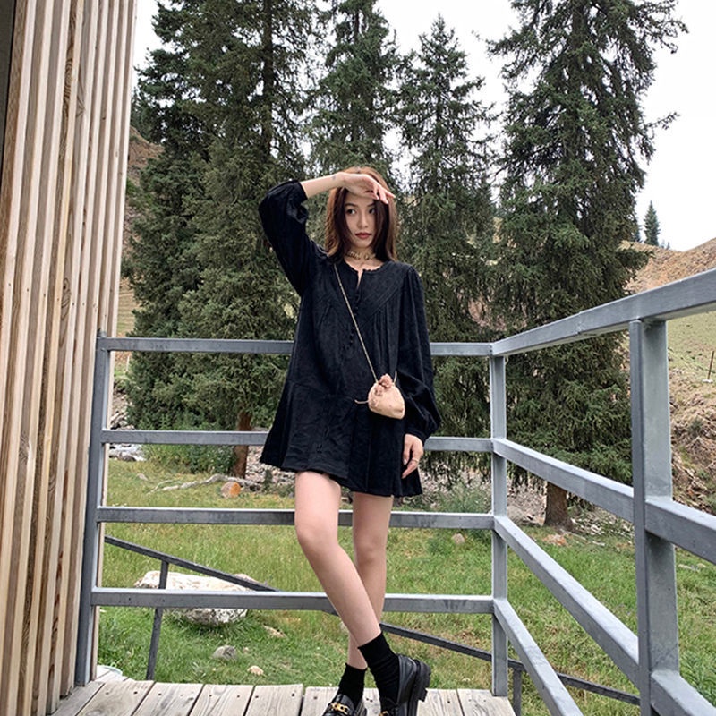 Đầm Dài Tay Dáng Ôm Phong Cách Pháp Cổ Điển Thời Trang Mùa Thu Hàng Mới Dành Cho Bạn Nữ YF54