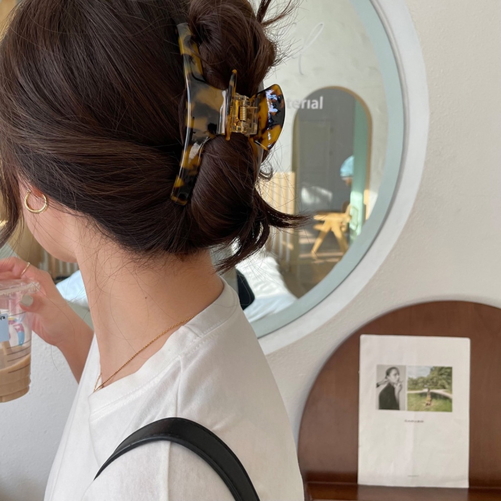 Kẹp Tóc Cong In Họa Tiết Da Báo Phong Cách retro Pháp Cao Cấp Dành Cho Nữ