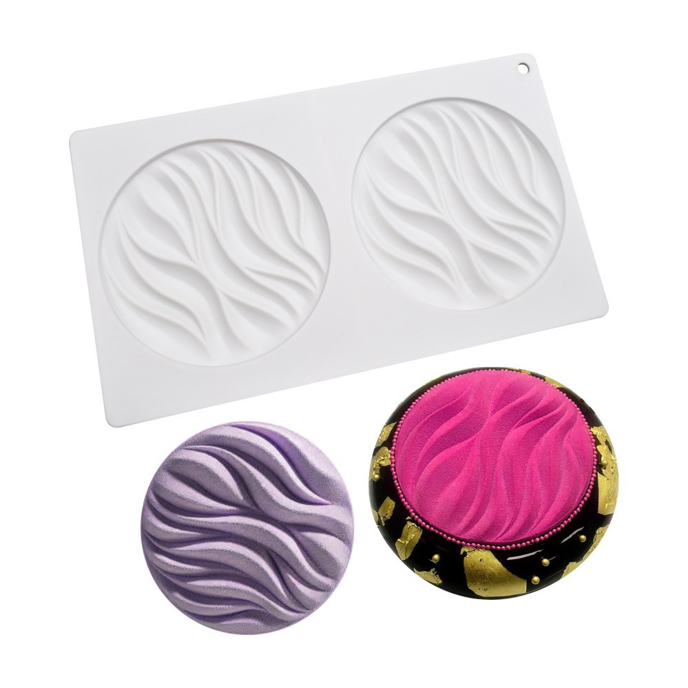 Khuôn Silicone 26.6cm Làm Bánh 2 Ngăn Hình Sóng Tròn Đẹp Mắt