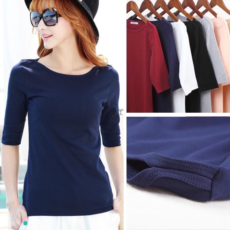 Áo Thun Tay Lửng Dáng Ôm Phong Cách Hàn Quốc Thời Trang Cho Nữ